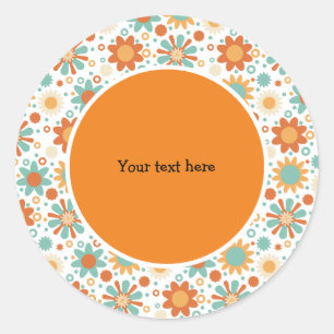 Sticker Rond Design rétro avec fleurs
