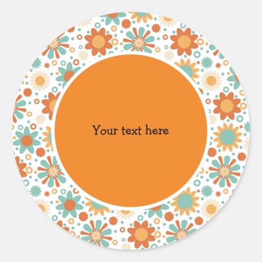 Sticker Rond Design rétro avec fleurs (Devant)