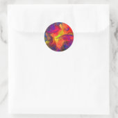 Sticker Rond Design rose chaud orange et bleu (Sac)