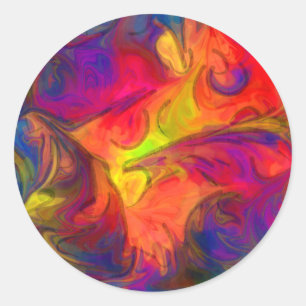 Sticker Rond Design rose chaud orange et bleu
