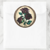 Sticker Rond Design Rose noir Art Nouveau élégant (Sac)