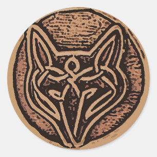 Sticker Rond Design rustique de renard céleste