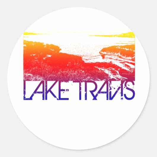 Sticker Rond Design Skyline du lac Travis (Devant)