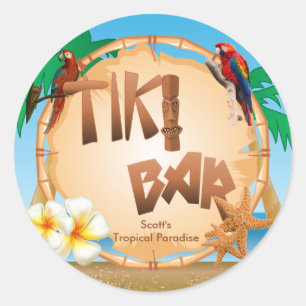 Sticker Rond Design Tiki Bar