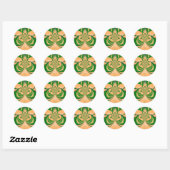Sticker Rond Design vert jaune. (Feuille)