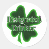 Sticker Rond Designated Drinker St. Patrick's Day (Devant)