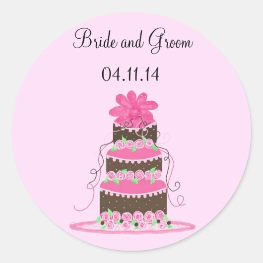 Sticker Rond Designer Mariage Cake Enregistrer la date (Devant)