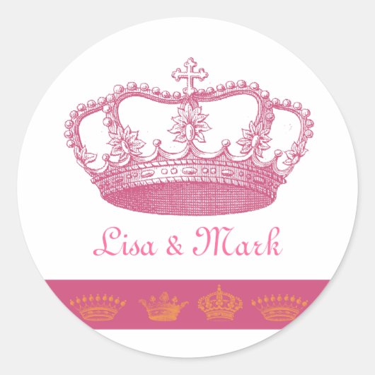 Sticker Rond Designs de la Couronne - rose (Devant)