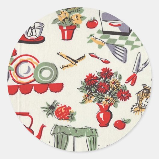 Sticker Rond Designs rétro des années 1950 (Devant)