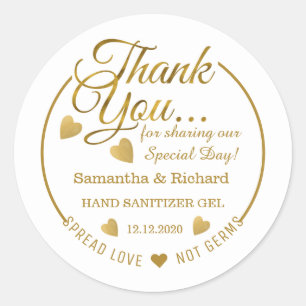 Sticker Rond Désinfectant pour les mains Étaler l'amour Or Merc