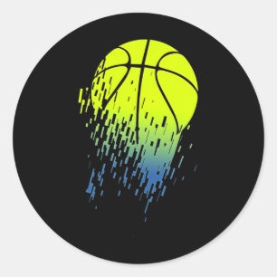 Sticker Rond Désintégration du Neon Green Basketball Urbain Gra