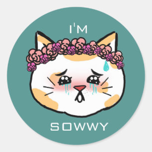 Sticker Rond Désolé Chat Kawaii