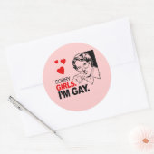 Sticker Rond Désolé Girls I'm Gay (Enveloppe)