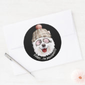 Sticker Rond DÉSOLÉ I'M INDOGNITO (Japanese Spitz) drôle chien (Enveloppe)