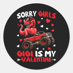 Sticker Rond Désolé les filles Gigi est mon dinosaure monstre d