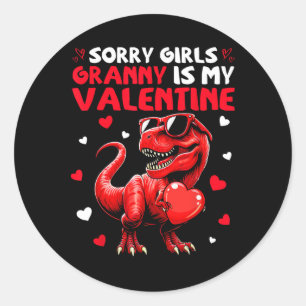 Sticker Rond Désolé les filles mamie est mon dinosaure de la Sa