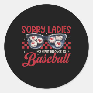 Sticker Rond Désolé Mesdames Mon Coeur Appartient Au Baseball V