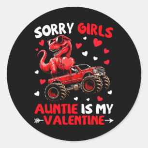 Sticker Rond Désolée les filles Tatie est ma Saint-Valentin Din