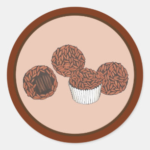 Sticker Rond Dessert de Brigadeiros brésilien de truffes de cho