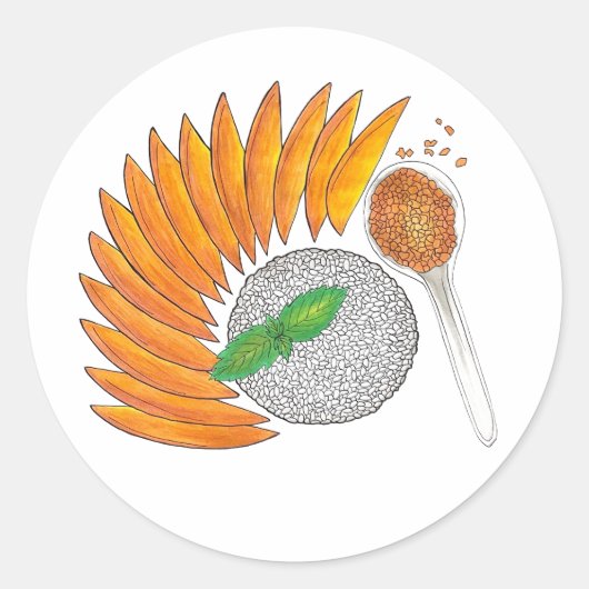 Sticker Rond Dessert De Riz Sticky Mango Cuisine Thaïlandaise (Devant)