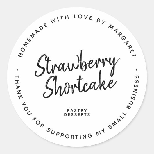 Sticker Rond Dessert Maison Avec Amour Blanc (Devant)