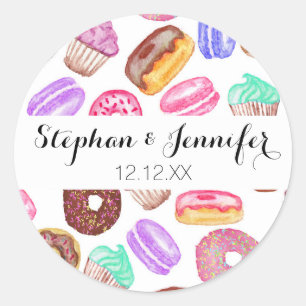 Sticker Rond Desserts d'aquarelle peints à la main