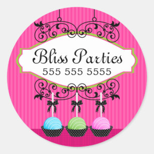 Sticker Rond Desserts de pâtisseries Fuchsia Box Seals