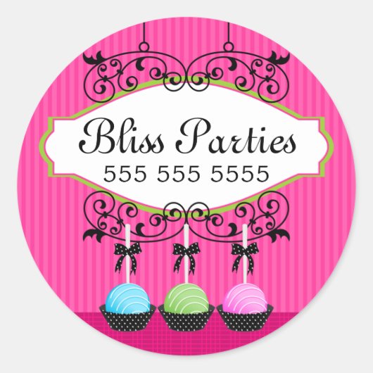 Sticker Rond Desserts de pâtisseries Fuchsia Box Seals (Devant)