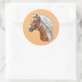 Sticker Rond Dessin à la main portrait de cheval (Sac)