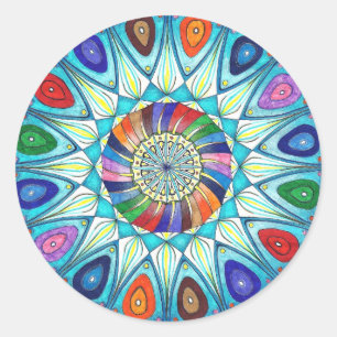 Sticker Rond Dessin abstrait de mandala d'autocollant
