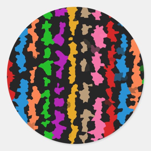 Sticker Rond Dessin abstrait irrégulier coloré noir (Devant)