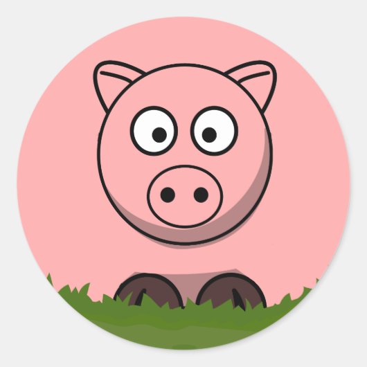 Sticker Rond Dessin amusant Cochon rond rose rose (Devant)