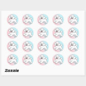 Sticker Rond Dessin animé caniche blanc heureux (Feuille)