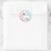 Sticker Rond Dessin animé caniche blanc heureux (Sac)