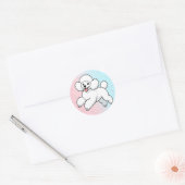 Sticker Rond Dessin animé caniche blanc heureux (Enveloppe)