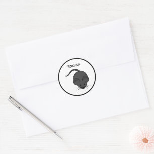Sticker Rond Dessin animé de brodent, rat ou souris gris drôle