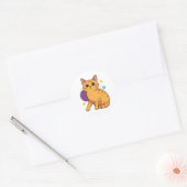Sticker Rond Dessin animé de chat roux mignon (Enveloppe)