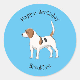 Sticker Rond dessin animé de chien beagle
