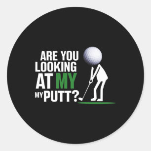 Sticker Rond Dessin animé de golf drôle regardant mon putt