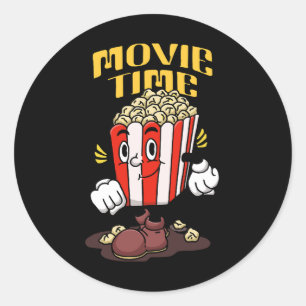 Sticker Rond Dessin animé de mascotte de pop-corn