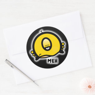 Sticker Rond Dessin animé drôle borgne « Meh »