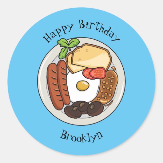 Sticker Rond dessin animé du petit-déjeuner anglais (Devant)