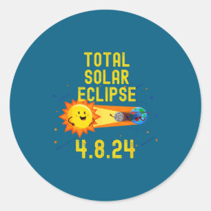 Sticker Rond Dessin animé éducatif sur l'éclipse solaire totale