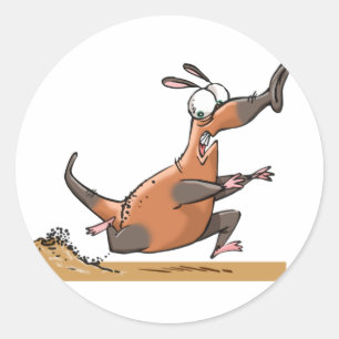 Sticker Rond Dessin animé fourmilier drôle animal courant drôle