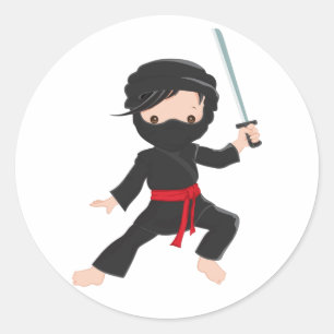 Sticker Rond Dessin animé ninja