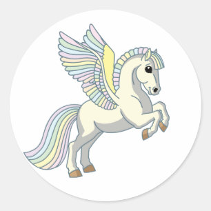 Sticker Rond dessin animé pegasus
