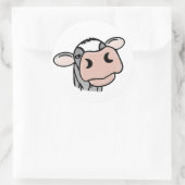 Sticker Rond dessin animé vache noir blanc rose baiser gris ani (Sac)