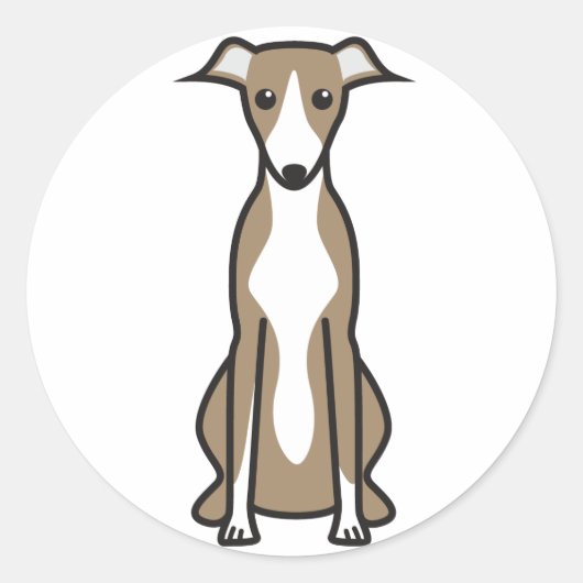 Sticker Rond Dessin animé Whippet Dog (Devant)