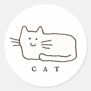 Sticker Rond Dessin au trait de chat de dessin animé