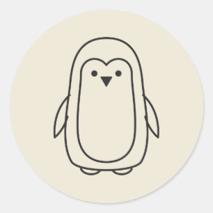 Sticker Rond Dessin au trait minimaliste de manchot